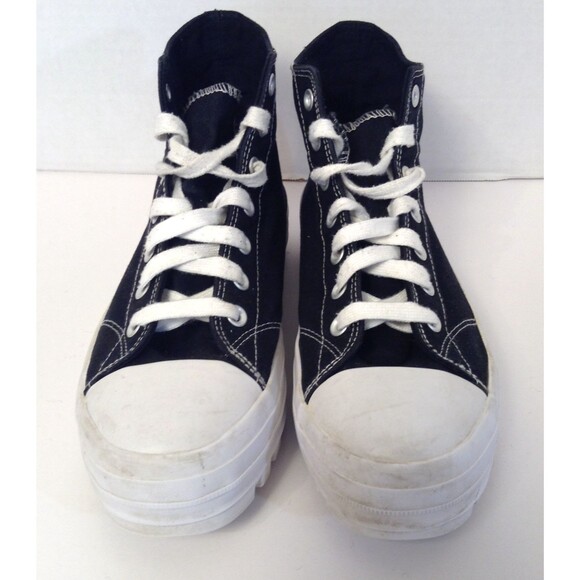 NOBO Y2K Platform Sneakers Wn 11 Black High Top Chunky Lug Sole Grunge Shoes - Picture 8 of 12